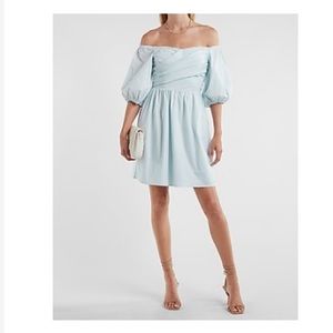 Express Size S baby blue puff sleeve dress - NWOT never worn